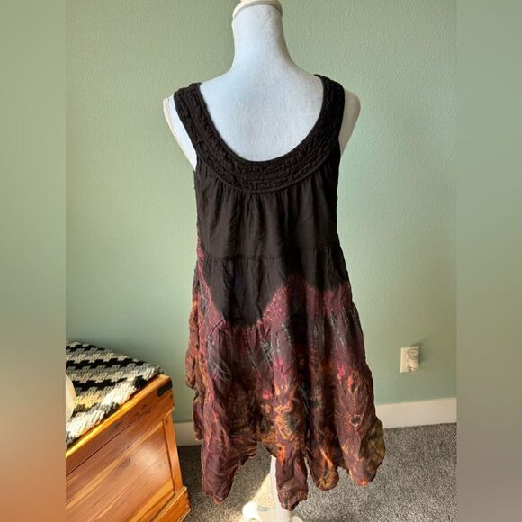 🌞 100% Cotton Kathmandu Imports Tiered Tie Dye Dress Size M - Picture 2 of 7
